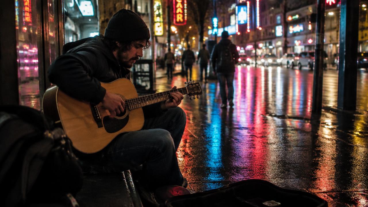 Busking in the rain: one take, no edits
